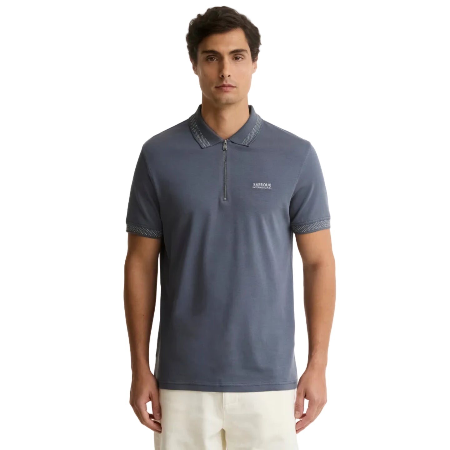 Barbour men's charcoal quarter-zip polo shirt
