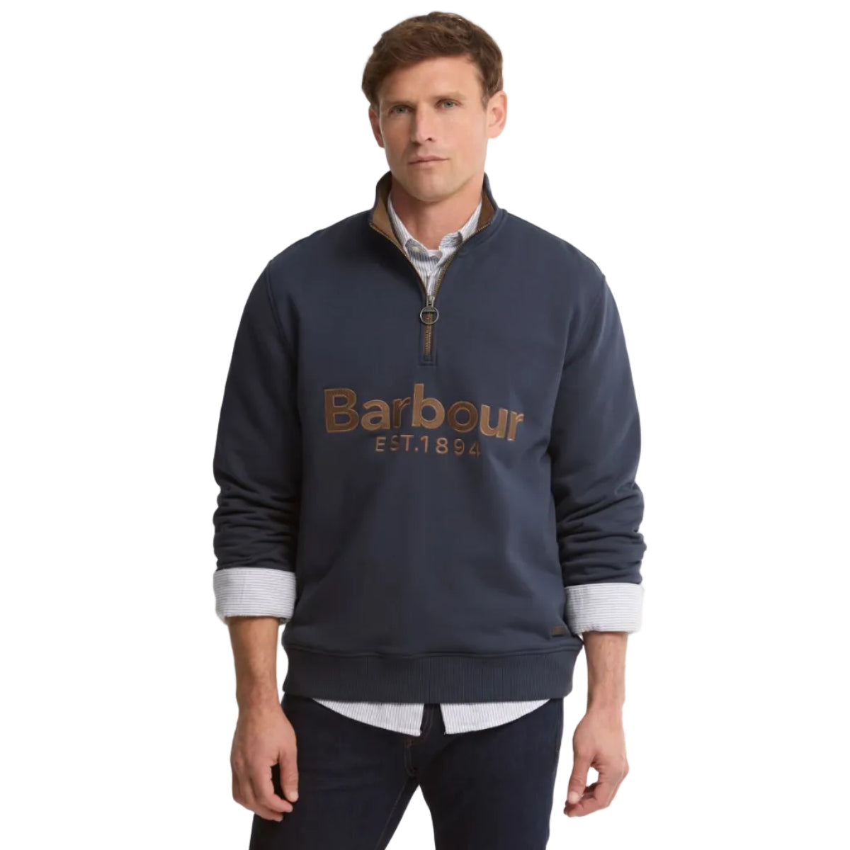 Barbour men's navy half-zip sweatshirt