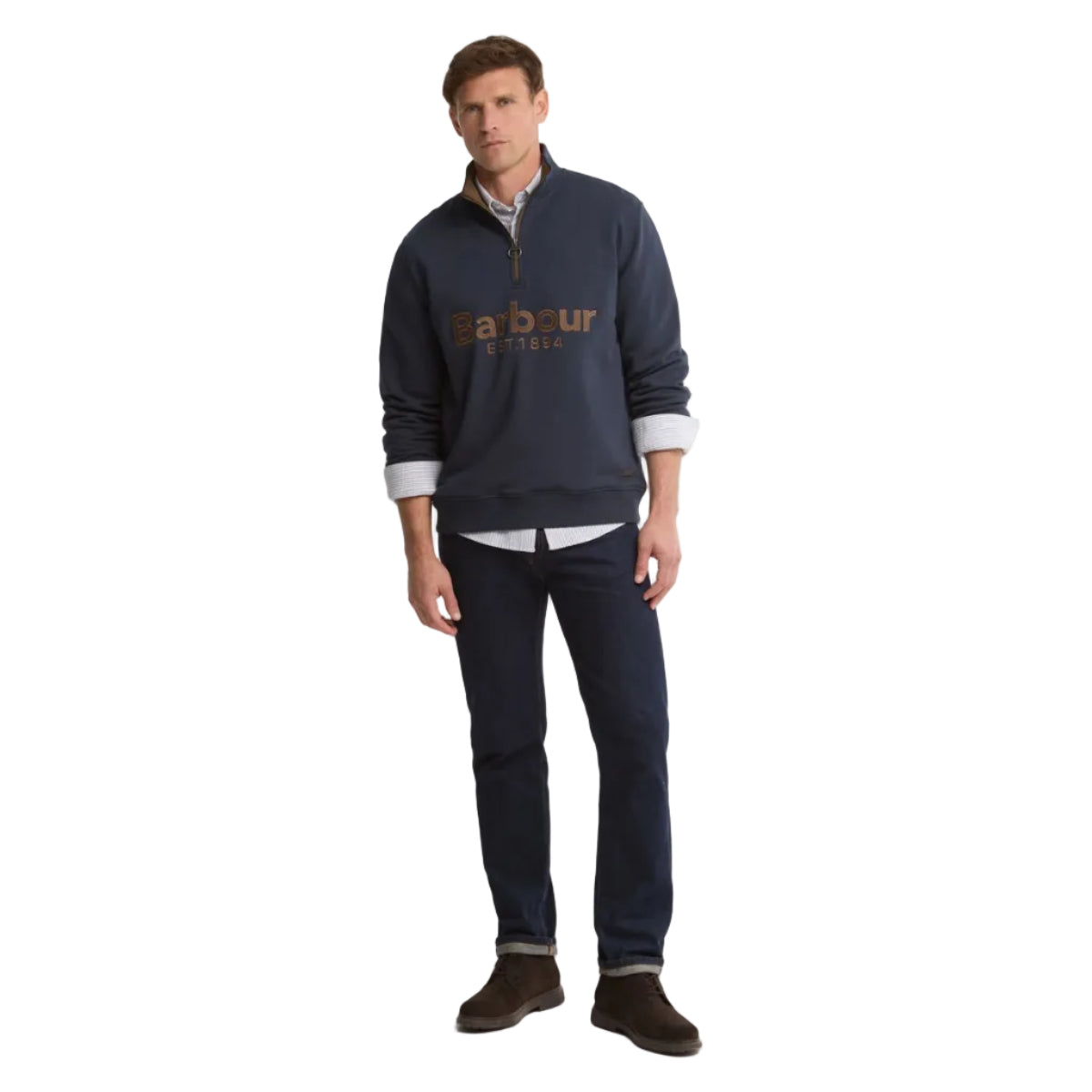 Barbour Mens Half Zip Fosse Sweatshirt Navy