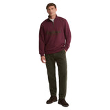 Barbour Mens Half Zip Fosse Sweatshirt Dark Bordeaux