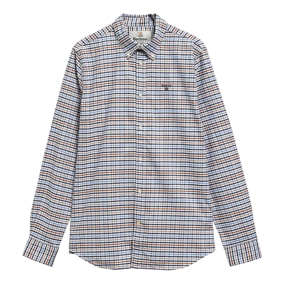 Barbour Mens Shirt Rickwood Tailored Gingham Stone