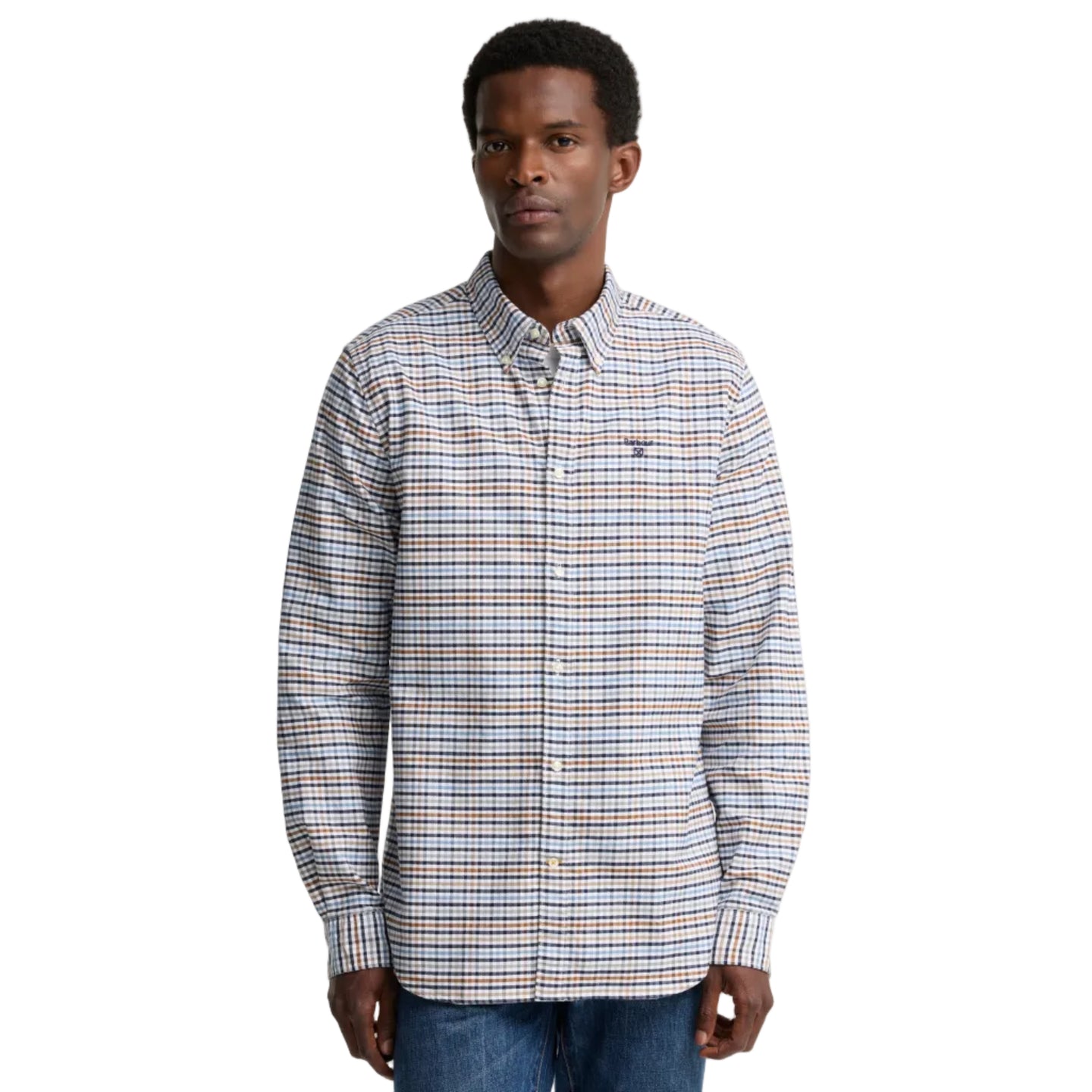 Barbour Mens Shirt Rickwood Tailored Gingham Stone