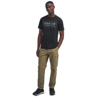 Barbour International Mens T-Shirt Essential Large Logo Black/Pewter