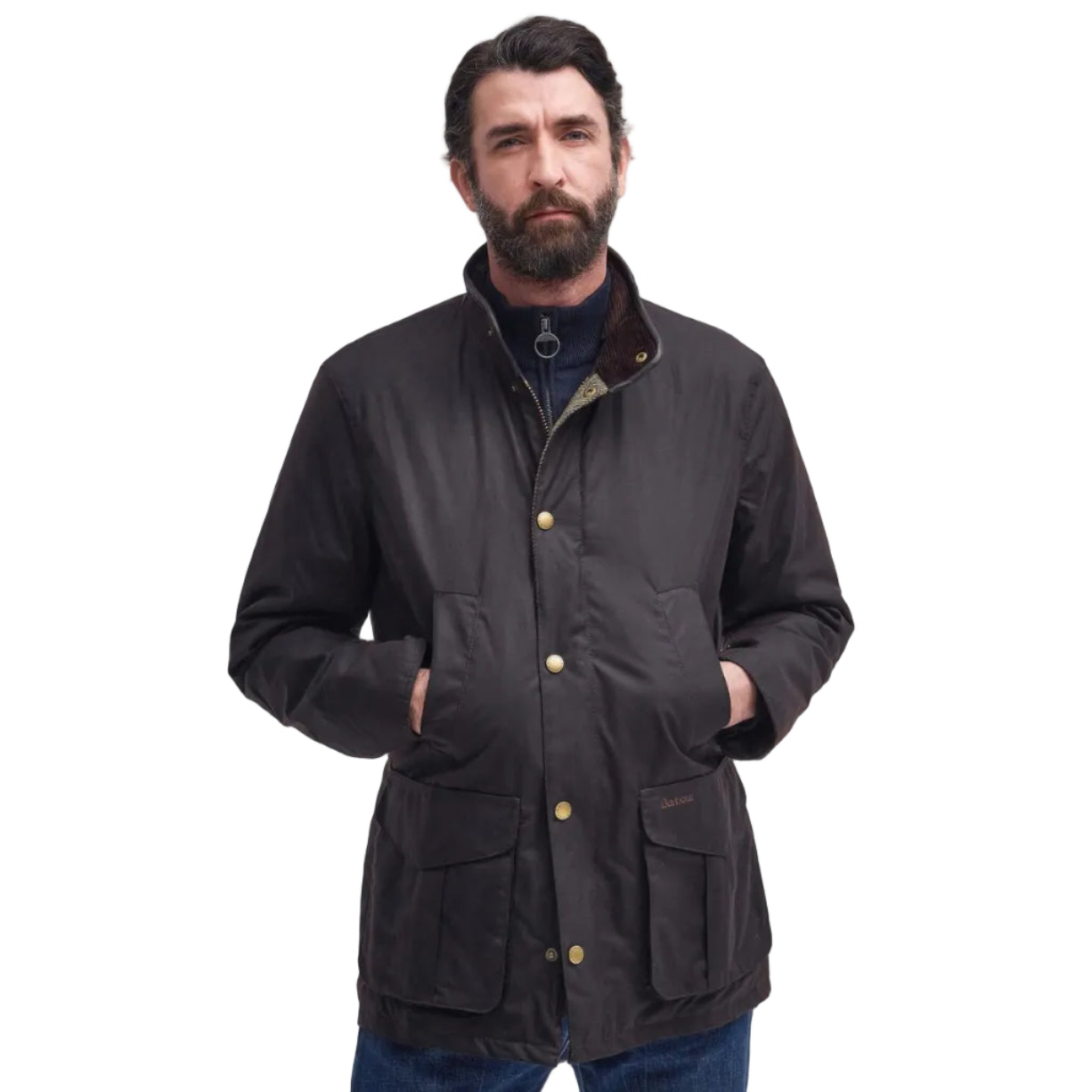 Barbour Hereford men's rustic waxed cotton jacket with corduroy collar