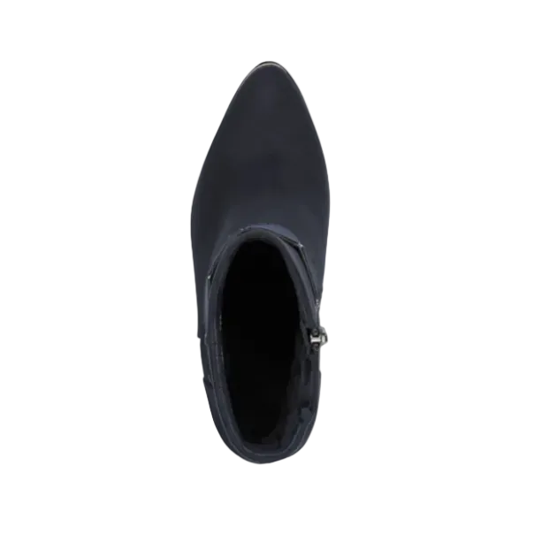 Marco Tozzi women's navy ankle boots with block heel and circular ankle detail