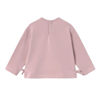 Mayoral girls' mauve long sleeve T-shirt with floral bow-tie detail