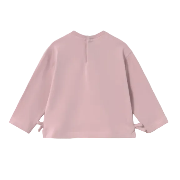 Mayoral girls' mauve long sleeve T-shirt with floral bow-tie detail