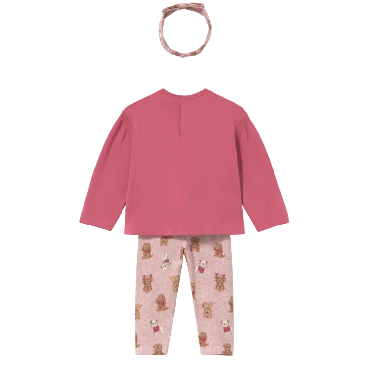Mayoral girls' pink three piece top and leggings set