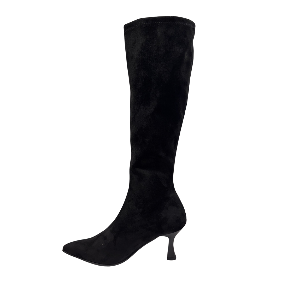 Miss Elastic women's black long leg boot