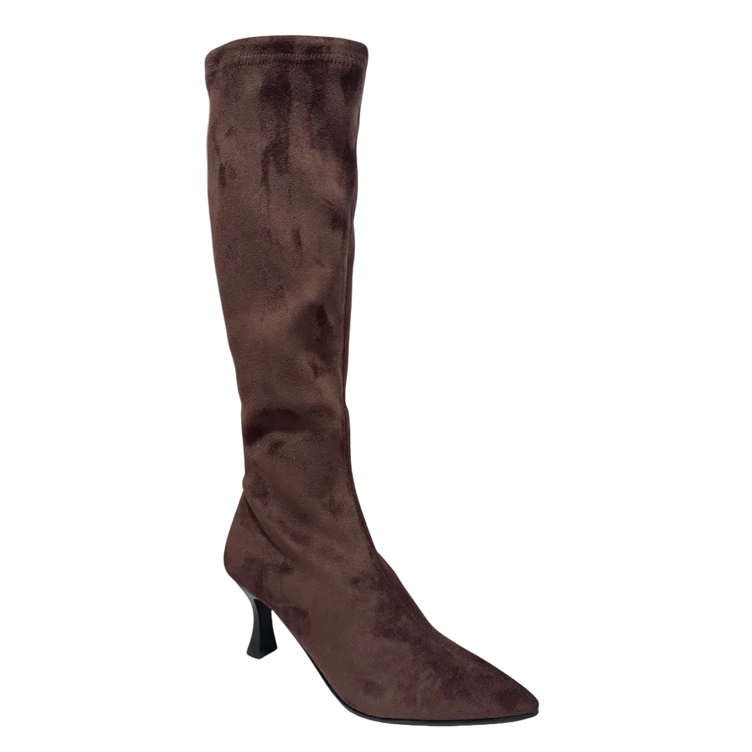 Miss Elastic women's marron brown long leg boot