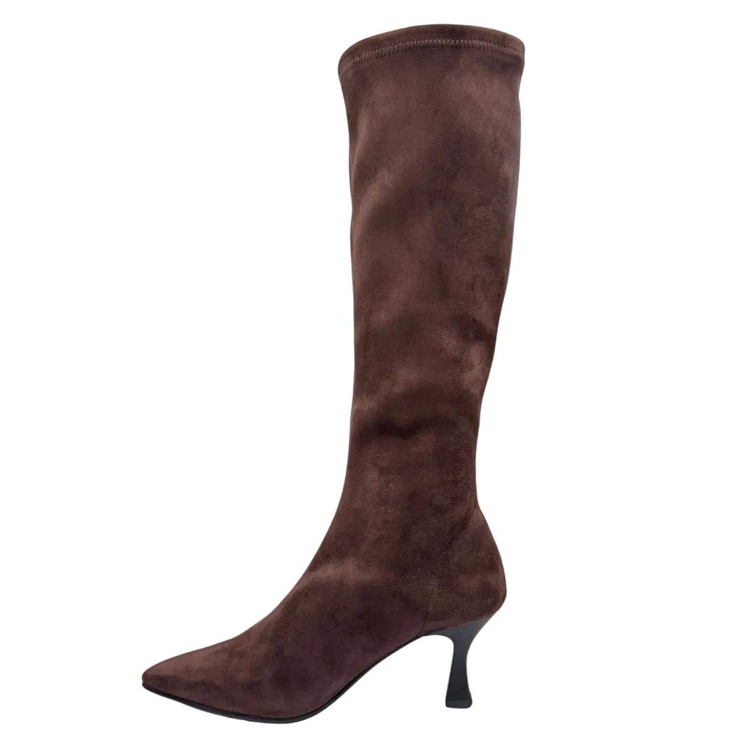 Miss Elastic women's marron brown long leg boot