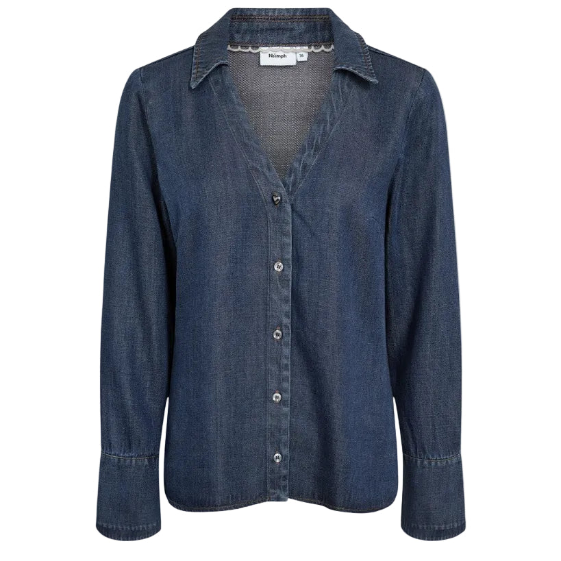 Numph Womens Denim Shirt NUAlona Dark Blue