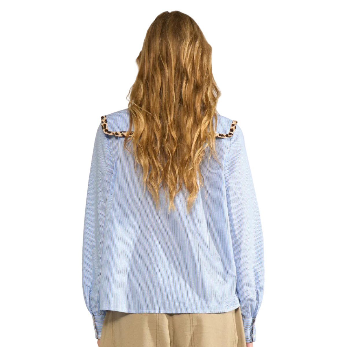 Numph NUMayana women's azurine striped blouse with statement collar