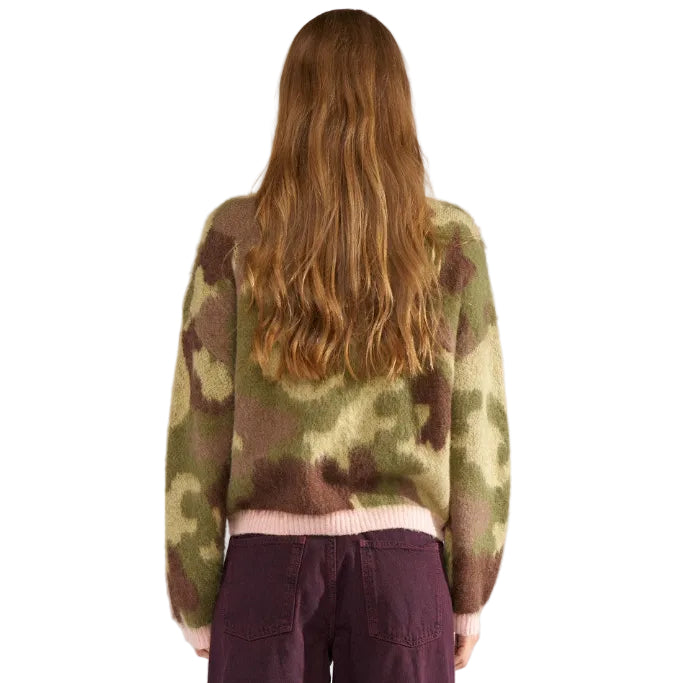 Numph NUCamu women's calla green camo-pattern knitted jumper