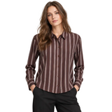 Numph Nujoni Long Sleeve Striped Shirt Chocolate Plum