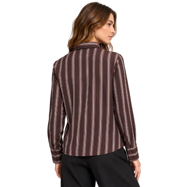 Numph women's Nujoni Long Sleeve Striped Shirt Chocolate Plum
