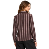 Numph Nujoni Long Sleeve Striped Shirt Chocolate Plum