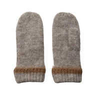 Nümph women's grey knitted mittens with contrasting brown cuff stripe