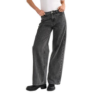 Numph Womens High Rise Wide Jeans NUBrooklyn Grey Denim