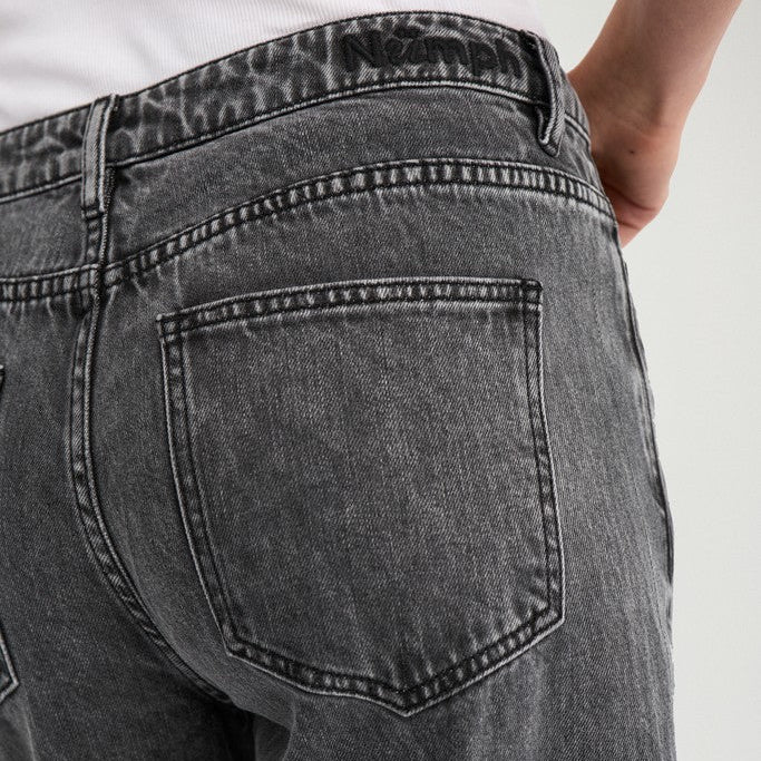 Numph Womens High Rise Wide Jeans NUBrooklyn Grey Denim
