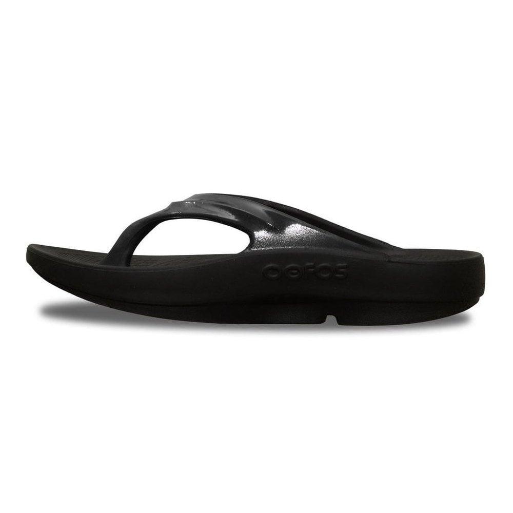 Oofos Womens Oolala Sandal Black Patent - Donaghys