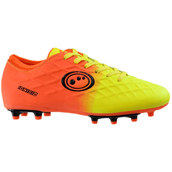 Optimum Ignisio kids' yellow and orange lace-up moulded-stud rugby boots