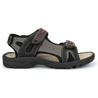 PDQ Mens Triple Touch Fastening Sports Sandal M993A Black/Grey