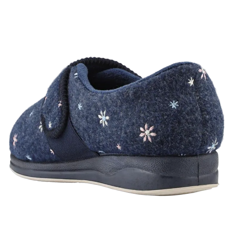 Padders Women's Slippers Step In Hug Navy Floral