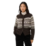 Part Two Womens Cardigan Charmaine Mole/Whitcap Jaquard/Brown
