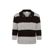 Part Two Womens Pullover Charlott Mole/Grey Melange Stripe/Brown