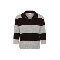 Part Two Womens Pullover Charlott Mole/Grey Melange Stripe/Brown