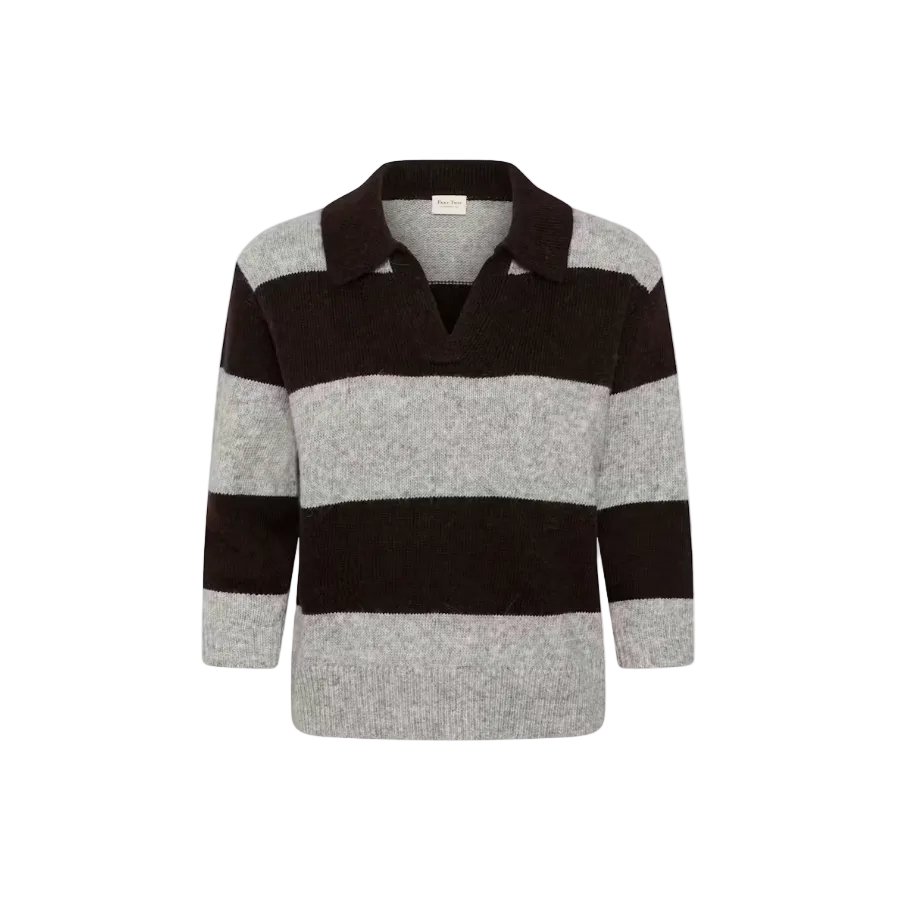 Part Two Womens Pullover Charlott Mole/Grey Melange Stripe/Brown