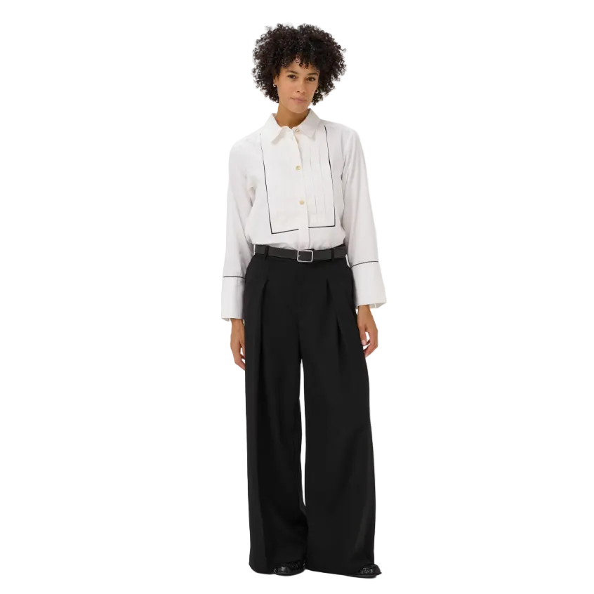 Part Two Womens Shirt Devrim PW White/Black Piping