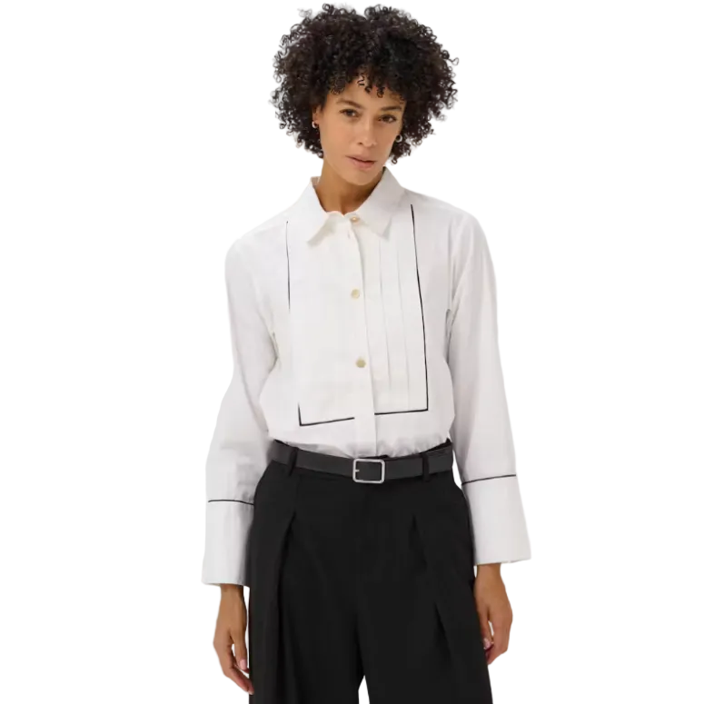 Part Two Womens Shirt Devrim PW White/Black Piping