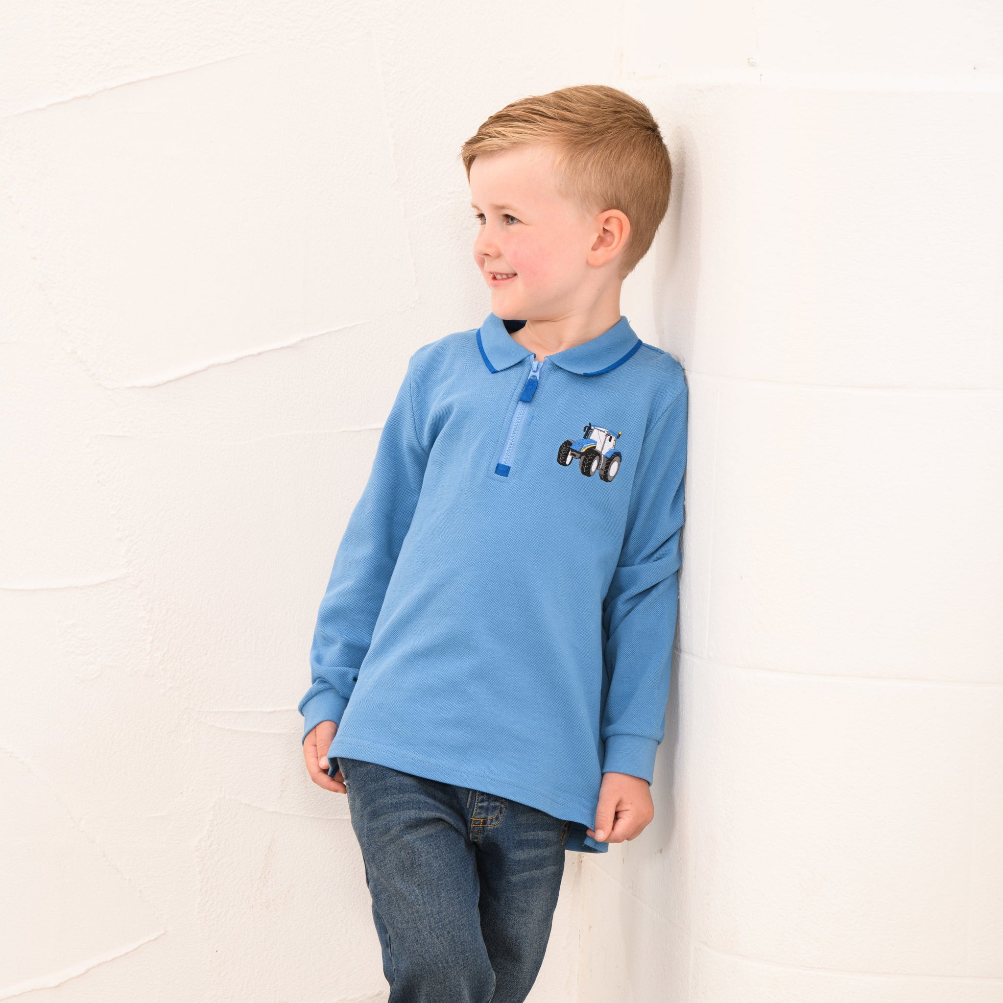 Lighthouse Boys Top Pier Blue Tractor