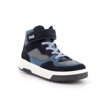 Primigi boys' navy and grey high-top ankle boots with velcro strap