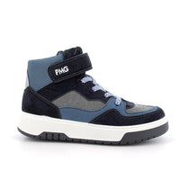 Primigi boys' navy and grey high-top ankle boots with velcro strap