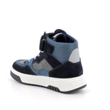 Primigi boys' navy and grey high-top ankle boots with velcro strap