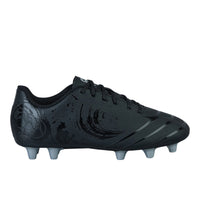Canterbury kids' black and silver synthetic leather boot