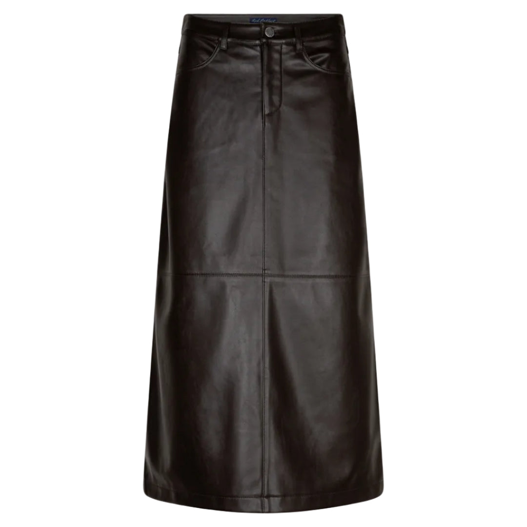 Red Button Womens Skirt Alina Faux Leather Espresso