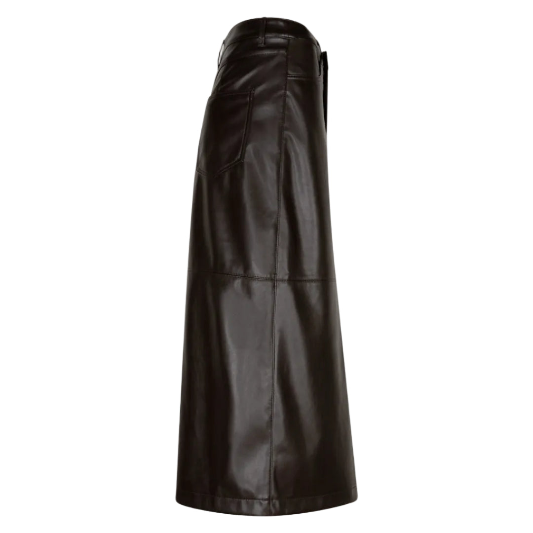 Red Button Womens Skirt Alina Faux Leather Espresso