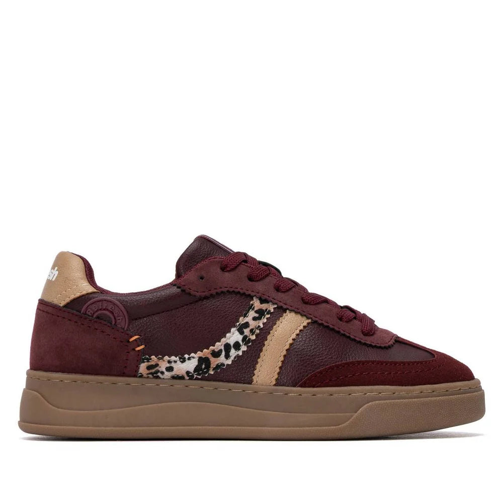 Refresh women's burgundy trainers with leopard print side detail