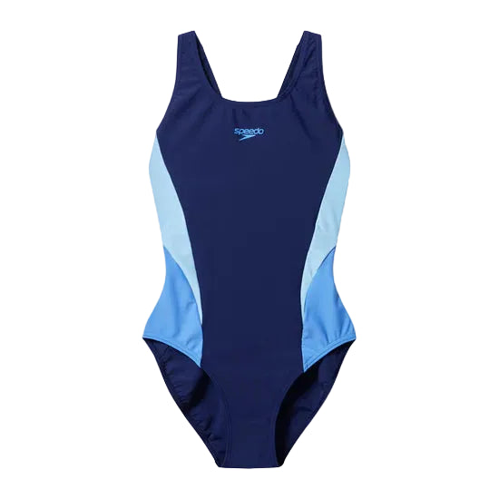 Speedo Womens Swim Suit Colourblock Splice 2.0 Navy/Light Blue