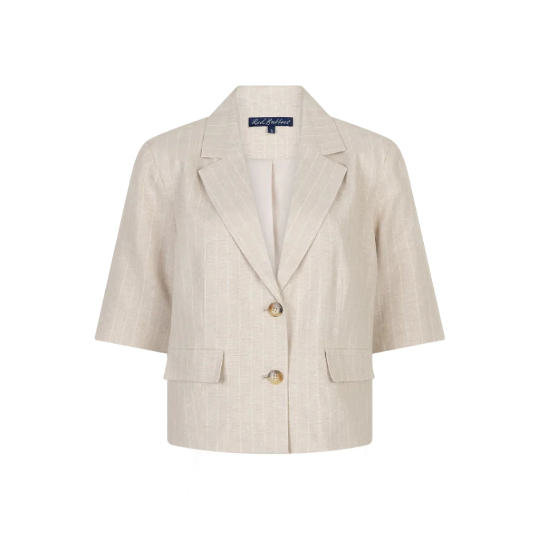 Red Button Womens Blazer Linen/Visco Pinstripe Pebble