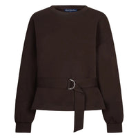 Red Button women's espresso brown top with matching fabric waist belt