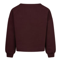 Red Button women's burgundy scuba top with round neck and dropped shoulders
