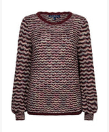 Red Button women's dark berry wave-patterned knitted jumper with round neck