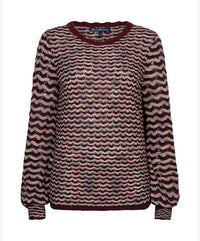 Red Button women's dark berry wave-patterned knitted jumper with round neck