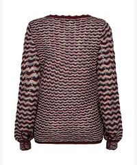 Red Button women's dark berry wave-patterned knitted jumper with round neck