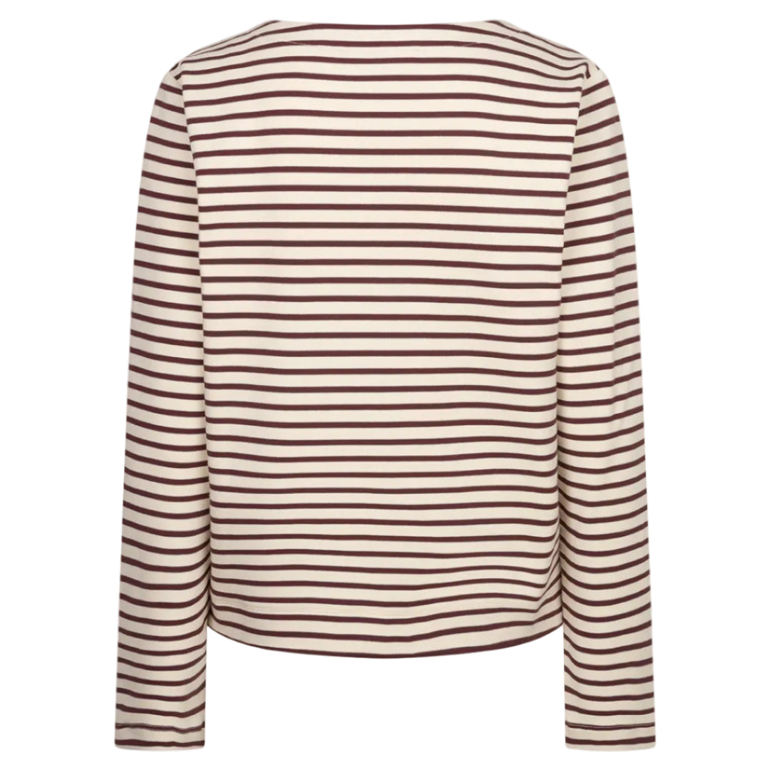 Red Button women's creme and dark berry striped long sleeve top